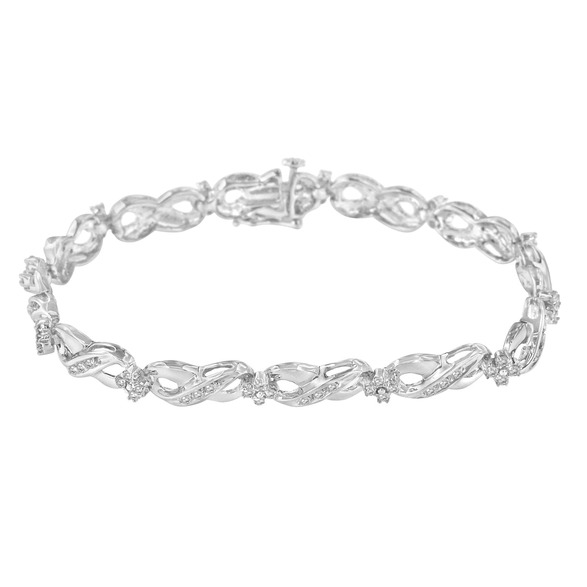 .925 Sterling Silver 1/4 cttw Prong Set Rose-Cut Diamond Infinity Link Tennis Bracelet (I-J Color, I2-I3 Clarity) - Size 7&quot; - LinkagejewelrydesignLinkagejewelrydesign