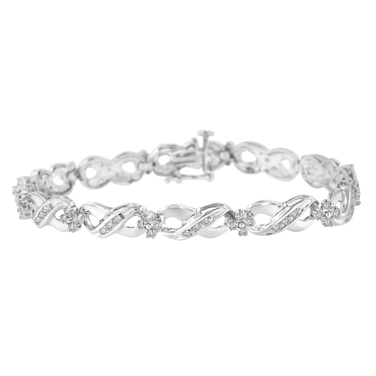 .925 Sterling Silver 1/4 cttw Prong Set Rose-Cut Diamond Infinity Link Tennis Bracelet (I-J Color, I2-I3 Clarity) - Size 7&quot; - LinkagejewelrydesignLinkagejewelrydesign