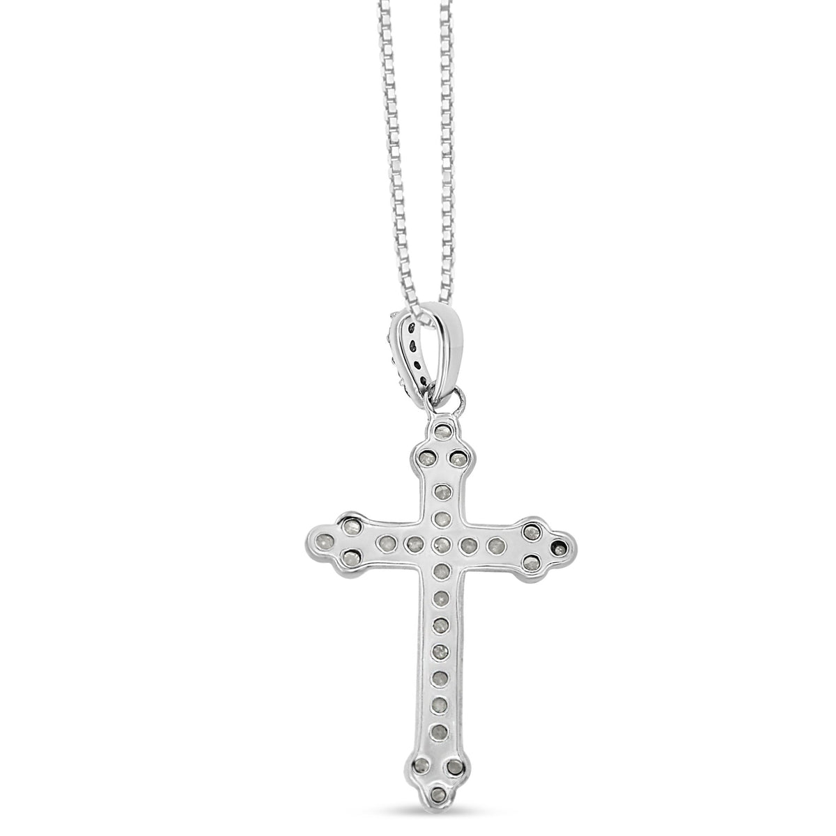 .925 Sterling Silver 1/4 Cttw Prong Set Round-Cut Diamond Cross 18&quot; Pendant Necklace - (I-J Color, I3-Promo Quality) - LinkagejewelrydesignLinkagejewelrydesign