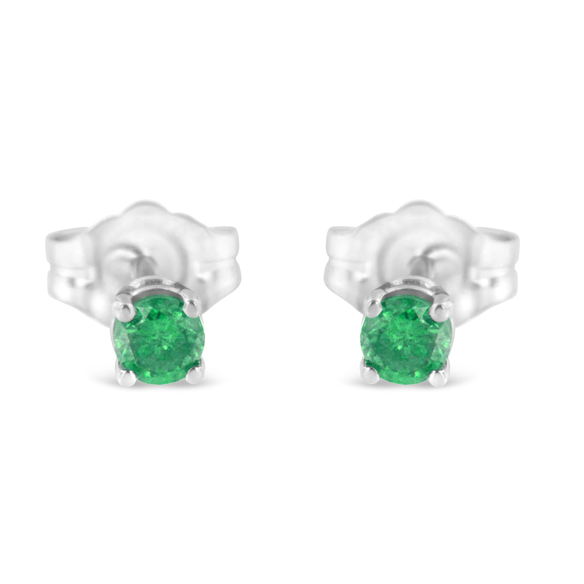 .925 Sterling Silver 1/4 Cttw Round Brilliant-Cut Green Diamond Classic 4-Prong Stud Earrings (Fancy Color-Enhanced, I2-I3 Clarity) - LinkagejewelrydesignLinkagejewelrydesign