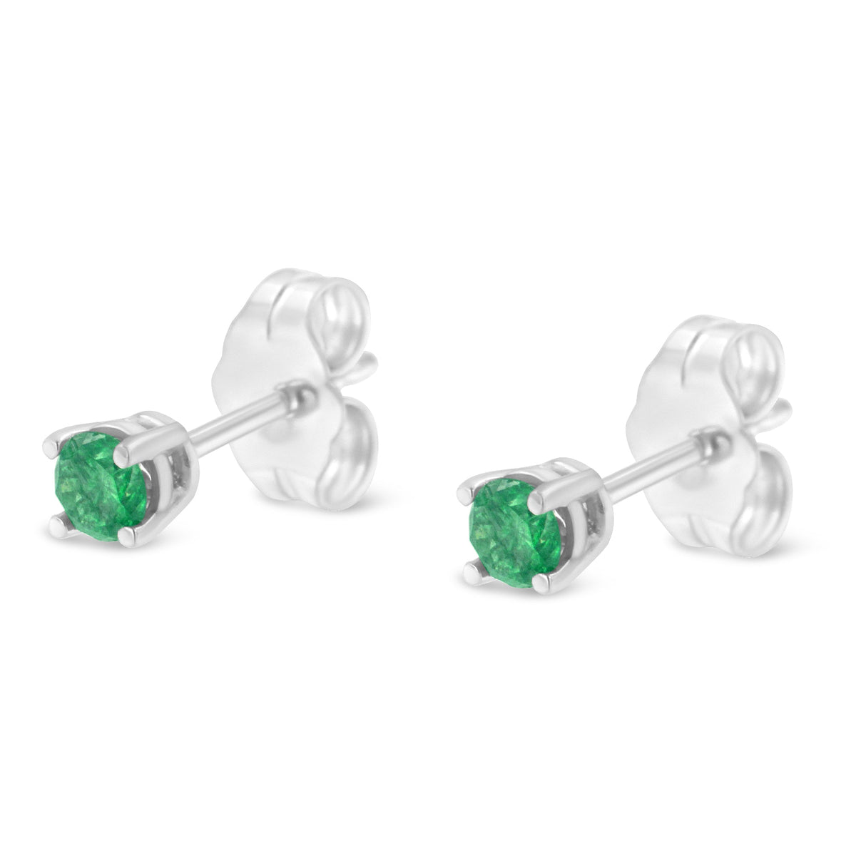 .925 Sterling Silver 1/4 Cttw Round Brilliant-Cut Green Diamond Classic 4-Prong Stud Earrings (Fancy Color-Enhanced, I2-I3 Clarity) - LinkagejewelrydesignLinkagejewelrydesign