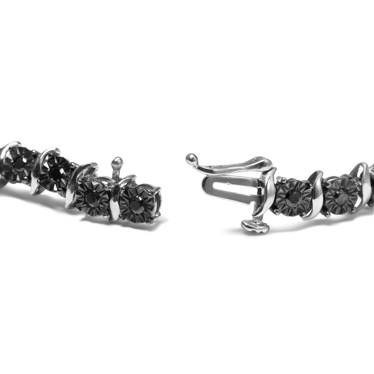 .925 Sterling Silver 1/4 Cttw Treated Black Diamond Tennis 7&quot; Inches Bracelet (Black Color, I3 Quality) - LinkagejewelrydesignLinkagejewelrydesign