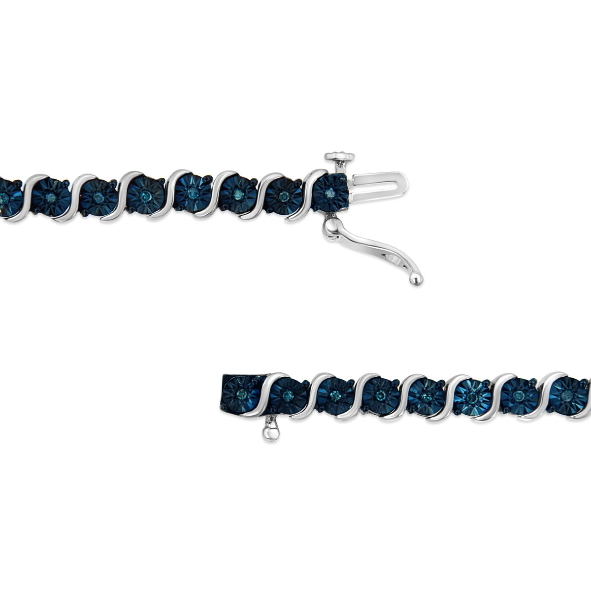.925 Sterling Silver 1/4 Cttw Treated Blue Diamond Tennis 7&quot; Bracelet (Blue Color, I1-I2 Clarity) - LinkagejewelrydesignLinkagejewelrydesign
