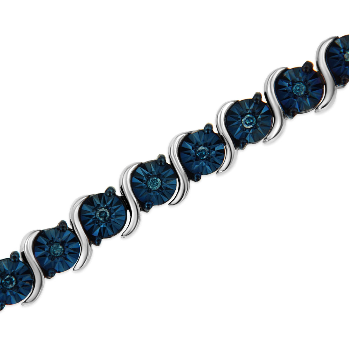 .925 Sterling Silver 1/4 Cttw Treated Blue Diamond Tennis 7&quot; Bracelet (Blue Color, I1-I2 Clarity) - LinkagejewelrydesignLinkagejewelrydesign