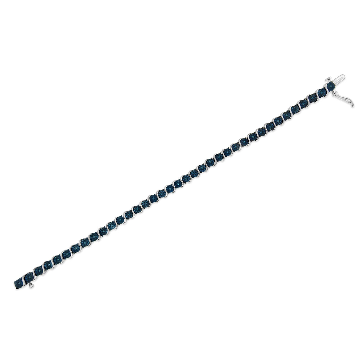 .925 Sterling Silver 1/4 Cttw Treated Blue Diamond Tennis 7&quot; Bracelet (Blue Color, I1-I2 Clarity) - LinkagejewelrydesignLinkagejewelrydesign