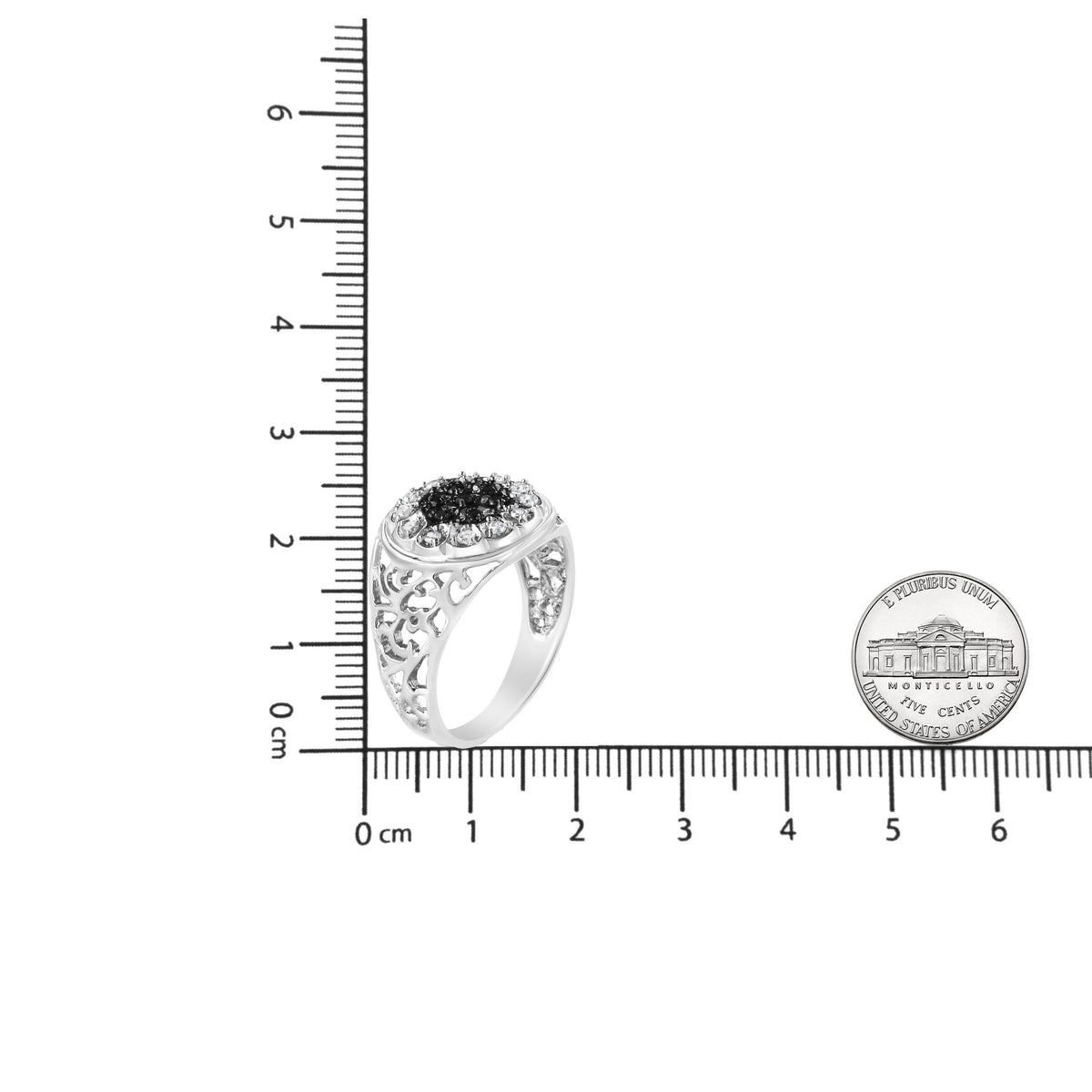 .925 Sterling Silver 1/4 Cttw White and Black Treated Diamond Halo Cluster Ring for Men (I-J Color, I3 Clarity) - Size 10 - LinkagejewelrydesignLinkagejewelrydesign