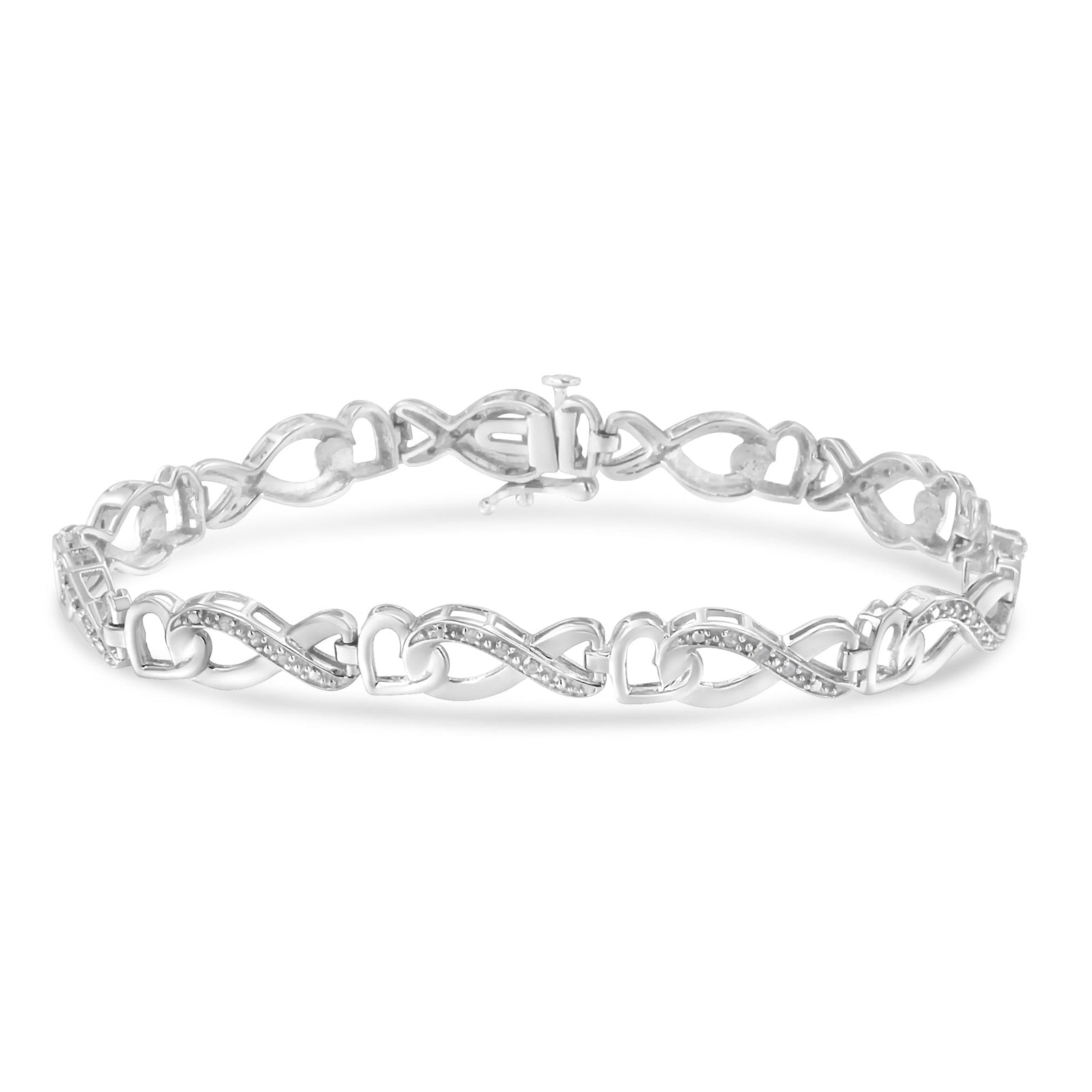 .925 Sterling Silver 1/5 Cttw Diamond 7” Infinity Heart Tennis Bracelet (H-I Color, I2-I3 Clarity) - LinkagejewelrydesignLinkagejewelrydesign