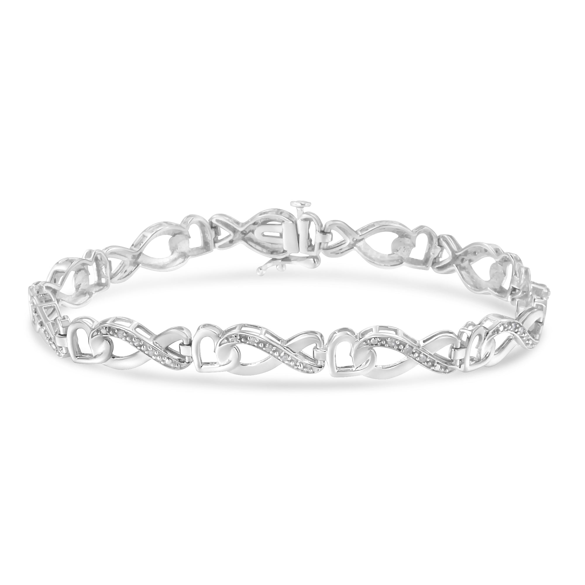 .925 Sterling Silver 1/5 Cttw Diamond 7” Infinity Heart Tennis Bracelet (H-I Color, I2-I3 Clarity) - LinkagejewelrydesignLinkagejewelrydesign