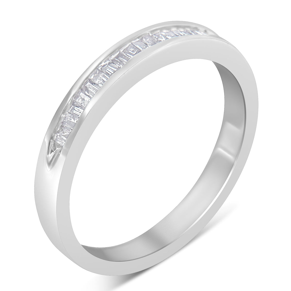 .925 Sterling Silver 1/5 Cttw Diamond Channel-Set Stackable Band Ring (H-I Color, I1-I2 Clarity) - Size 6-3/4 - LinkagejewelrydesignLinkagejewelrydesign