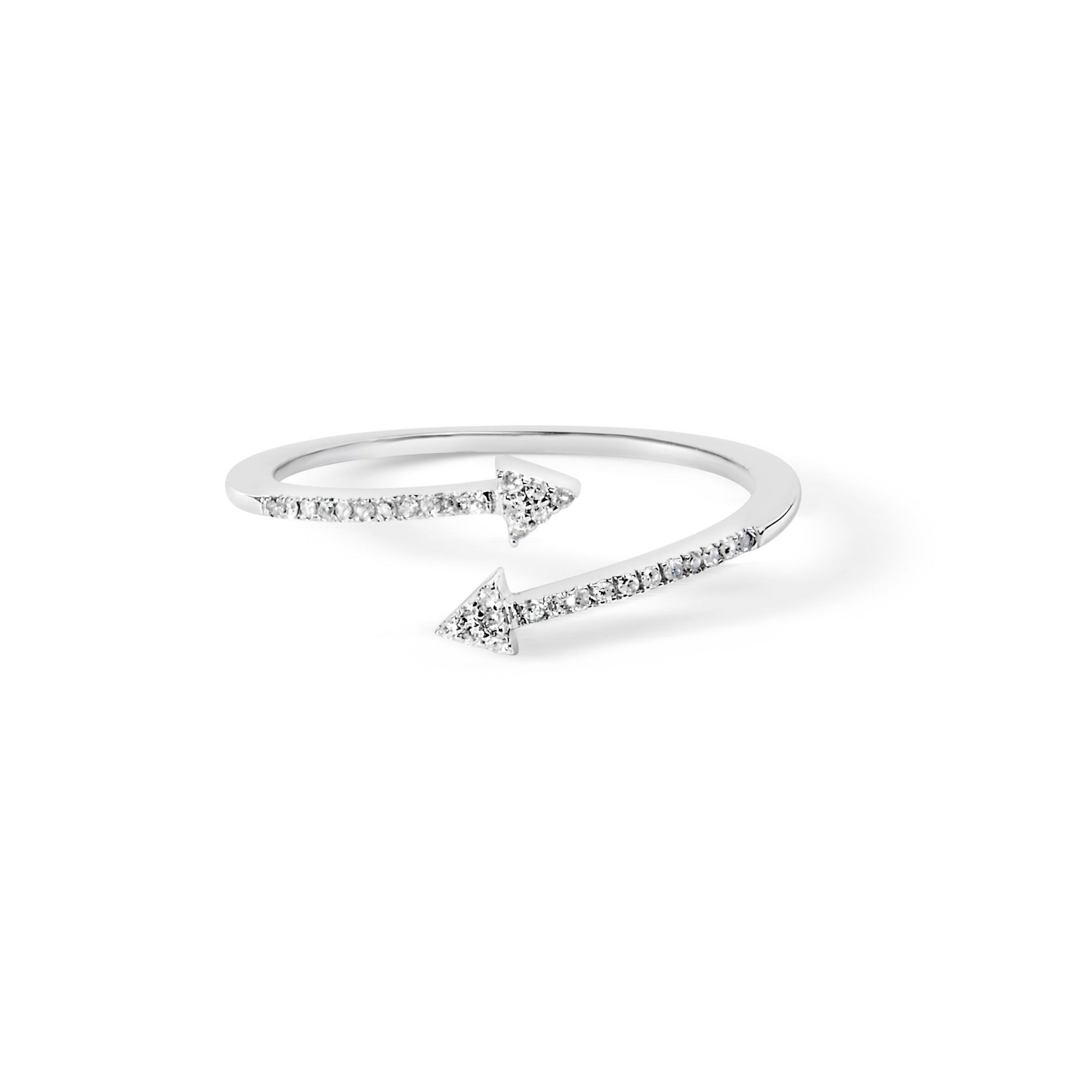 .925 Sterling Silver 1/5 Cttw Diamond Double Arrowhead Open Ring (I - J Color, I2 - I3 Clarity) - Ring Size 6 - LinkagejewelrydesignLinkagejewelrydesign