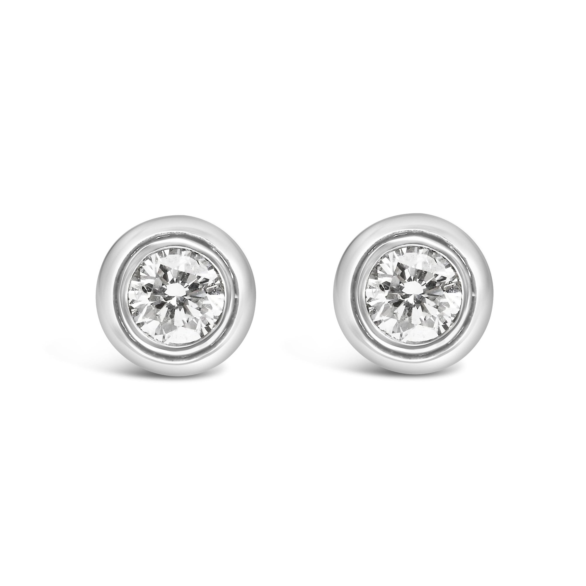 .925 Sterling Silver 1/5 Cttw Lab-Grown Round Brilliant-Cut Diamond Modern Bezel-Set Stud Earring (F-G Color, VS2-SI1 Clarity) - LinkagejewelrydesignLinkagejewelrydesign