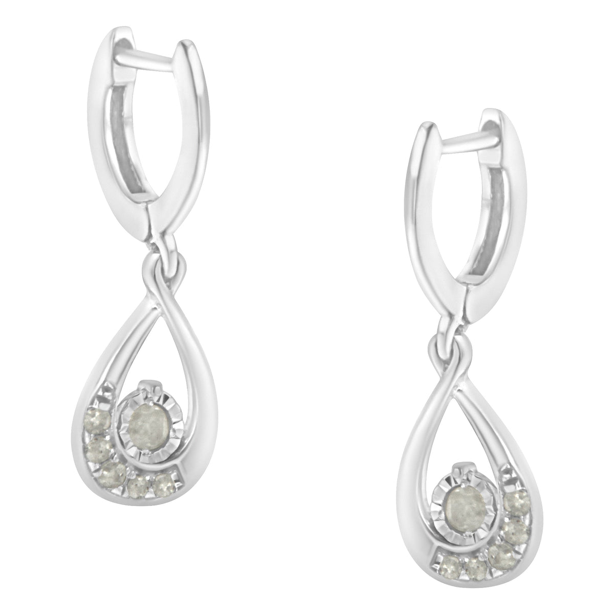 .925 Sterling-Silver 1/5 cttw Miracle-Set Round Diamond Drop and Dangle Hoop Earring (I-J Color, I3 Clarity) - LinkagejewelrydesignLinkagejewelrydesign