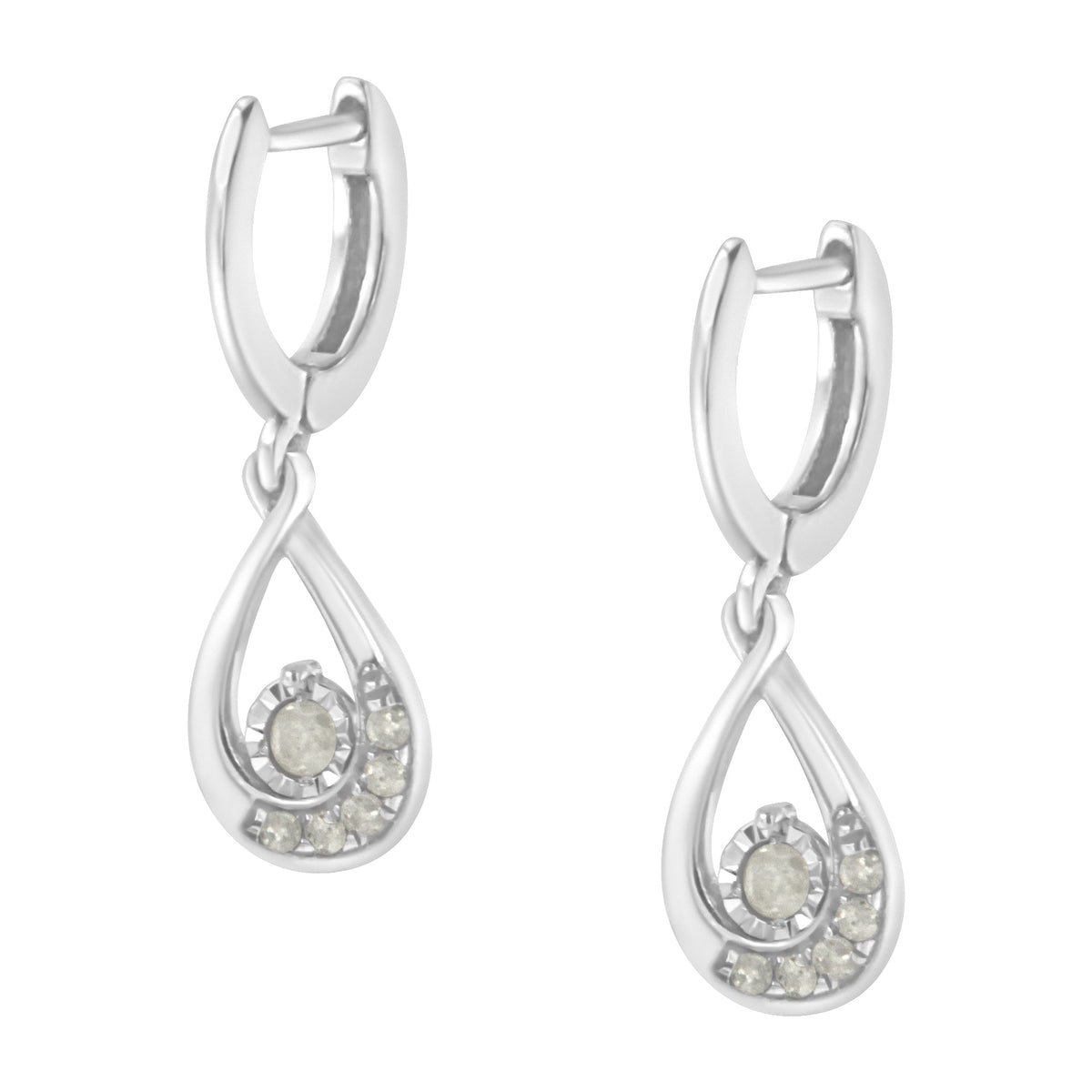 .925 Sterling-Silver 1/5 cttw Miracle-Set Round Diamond Drop and Dangle Hoop Earring (I-J Color, I3 Clarity) - LinkagejewelrydesignLinkagejewelrydesign