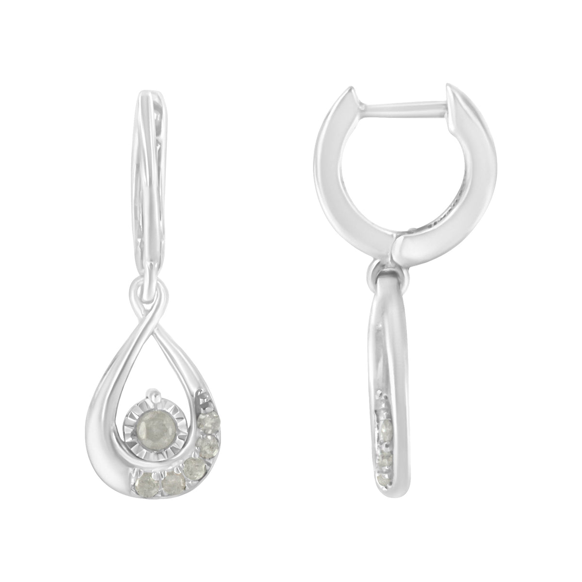 .925 Sterling-Silver 1/5 cttw Miracle-Set Round Diamond Drop and Dangle Hoop Earring (I-J Color, I3 Clarity) - LinkagejewelrydesignLinkagejewelrydesign