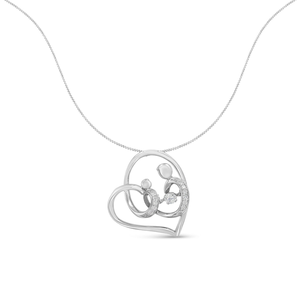 .925 Sterling Silver 1/6 cttw Diamond Heart Pendant Necklace (H-I, I1-I2) - LinkagejewelrydesignLinkagejewelrydesign