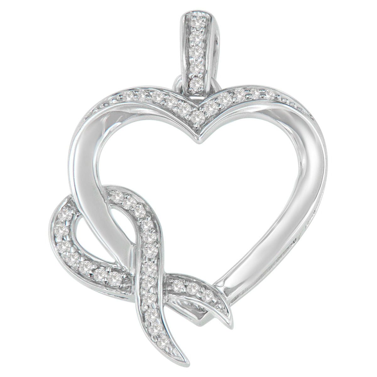 .925 Sterling Silver 1/6 cttw Diamond Heart Pendant Necklace (H-I, I1-I2) - LinkagejewelrydesignLinkagejewelrydesign