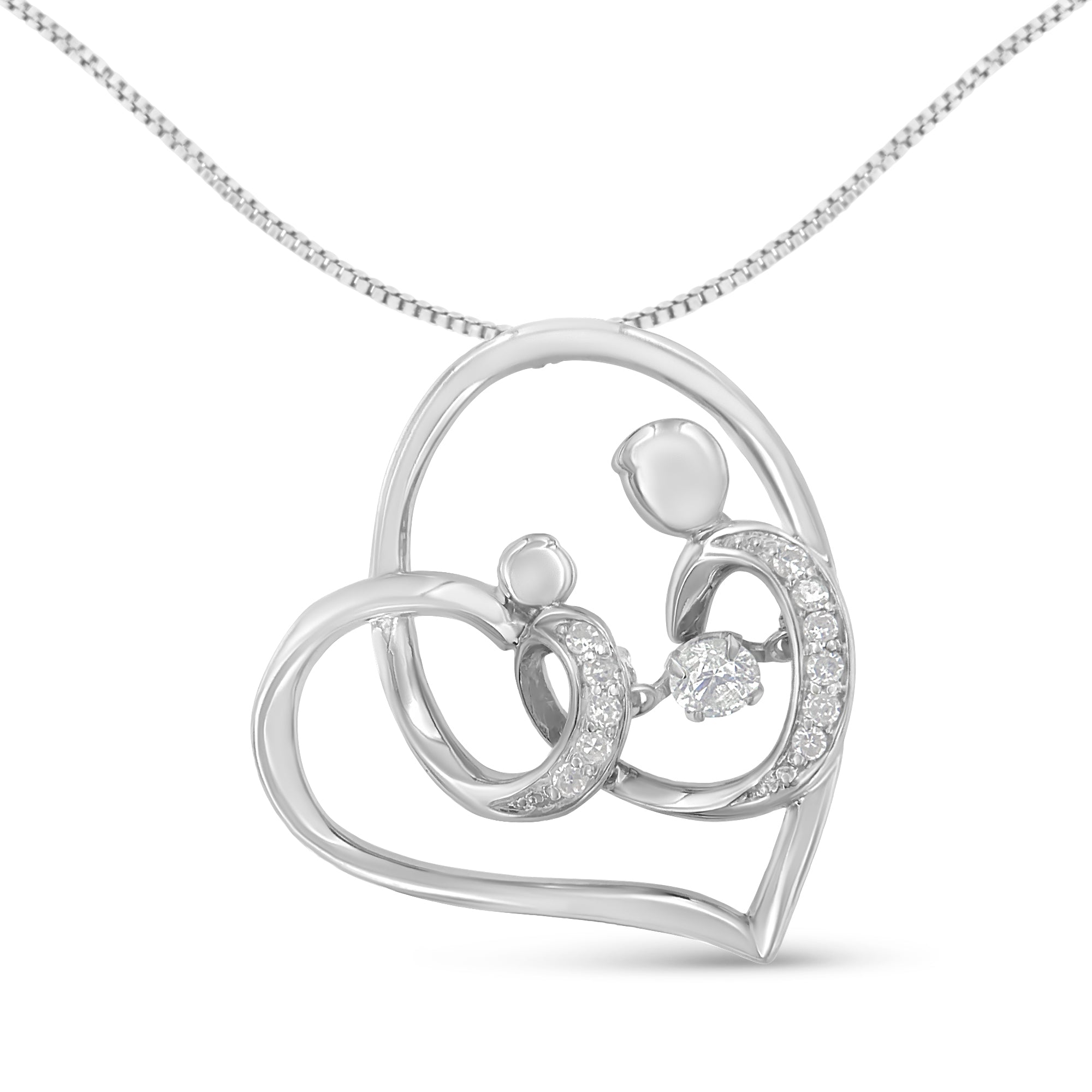 .925 Sterling Silver 1/6 cttw Diamond Heart Pendant Necklace (H-I, I1-I2) - LinkagejewelrydesignLinkagejewelrydesign