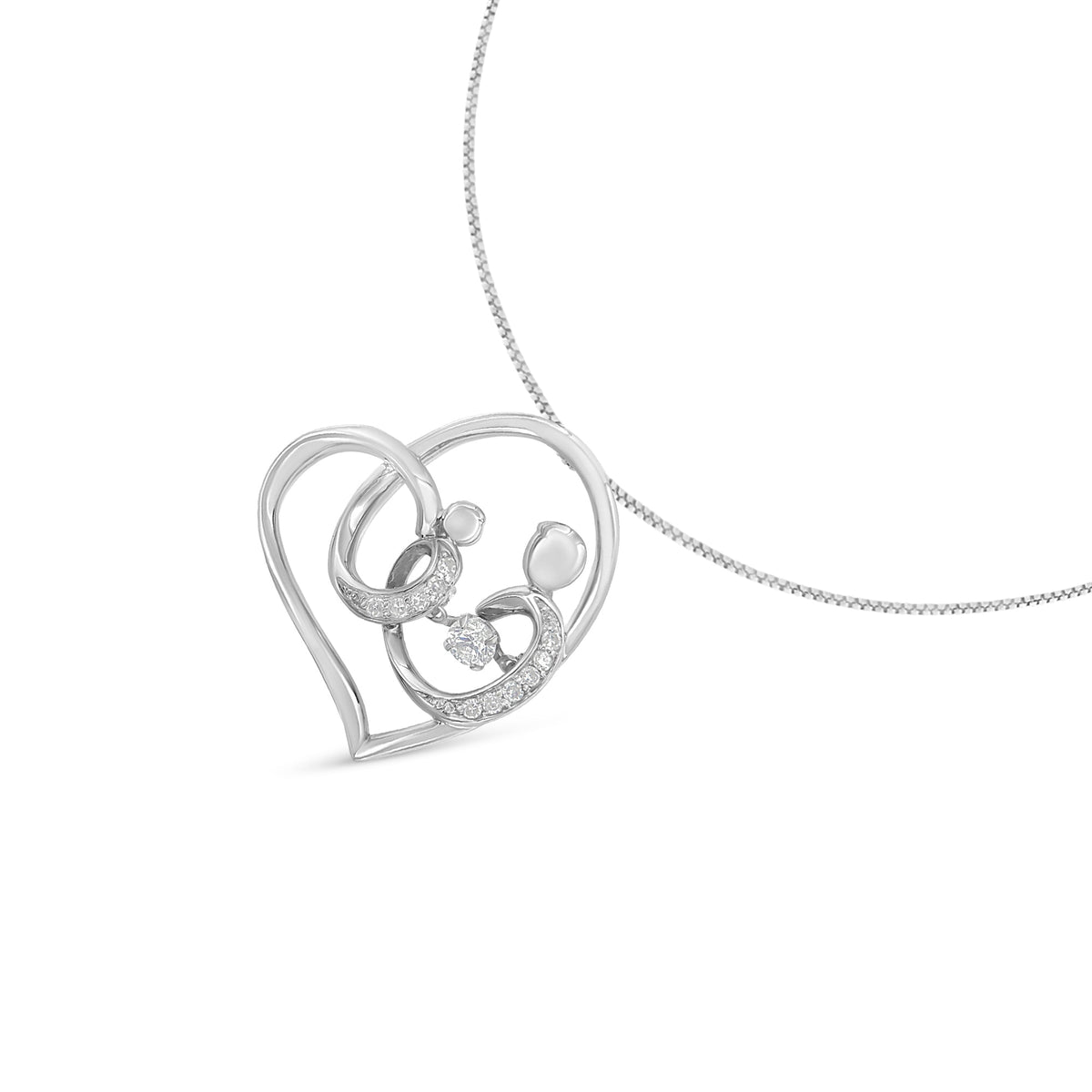 .925 Sterling Silver 1/6 cttw Diamond Heart Pendant Necklace (H-I, I1-I2) - LinkagejewelrydesignLinkagejewelrydesign