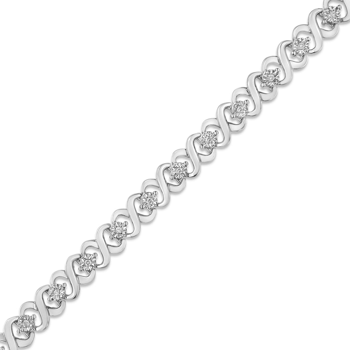 .925 Sterling Silver 1/6 Cttw Miracle Set Diamond Infinity Link and Station Tennis Bracelet (I-J Color, I3 Clarity) - 7.25 &quot; Inches - LinkagejewelrydesignLinkagejewelrydesign