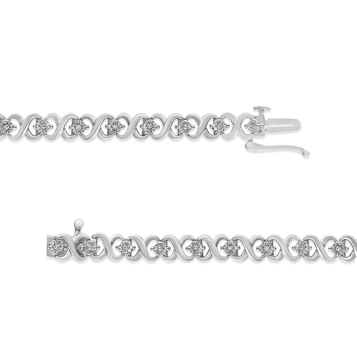 .925 Sterling Silver 1/6 Cttw Miracle Set Diamond Infinity Link and Station Tennis Bracelet (I-J Color, I3 Clarity) - 7.25 &quot; Inches - LinkagejewelrydesignLinkagejewelrydesign