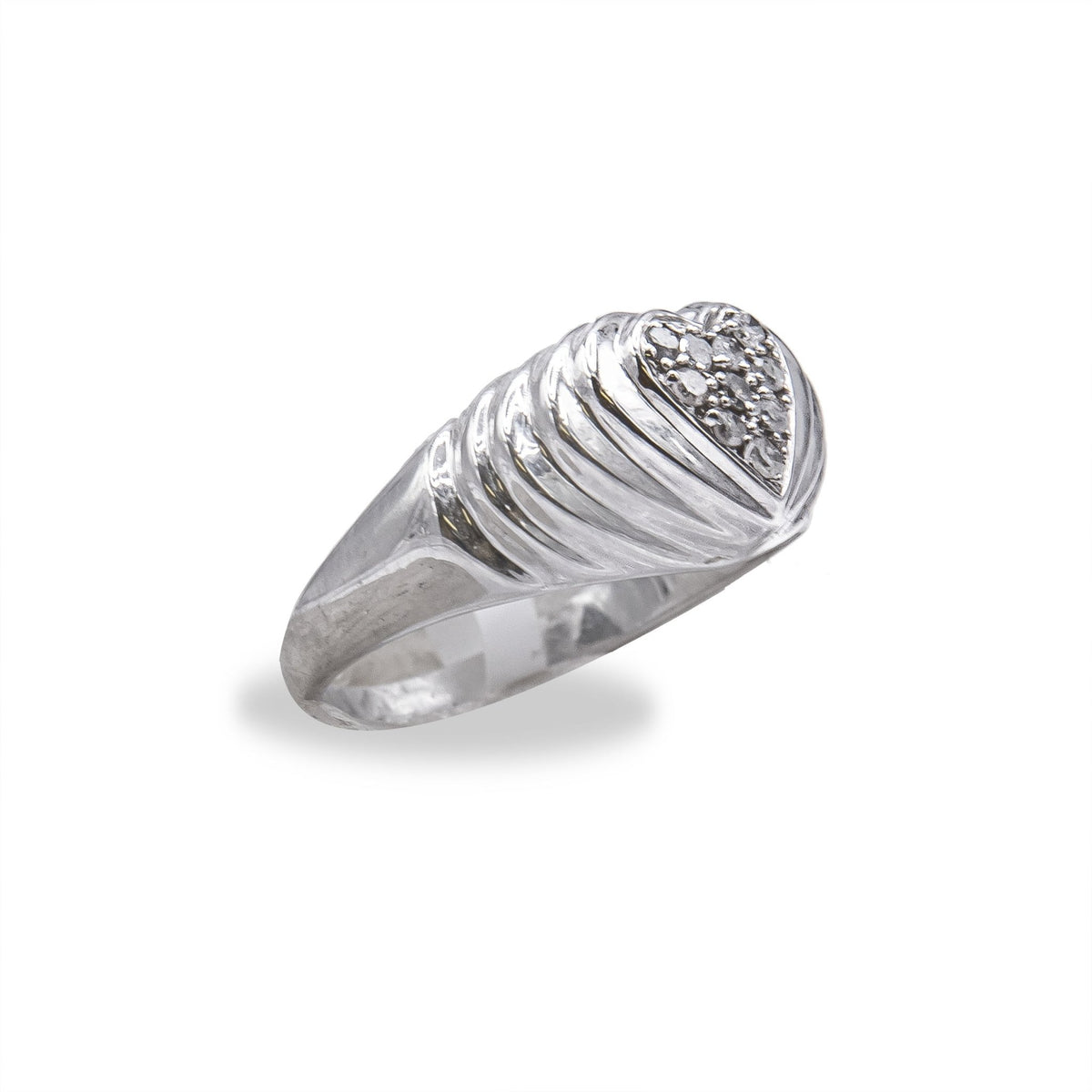 .925 Sterling Silver 1/6 Cttw Round Diamond &quot;Heartbeat&quot; Heart Band Ring (I-J Color, I3 Clarity) - Size 7 - LinkagejewelrydesignLinkagejewelrydesign