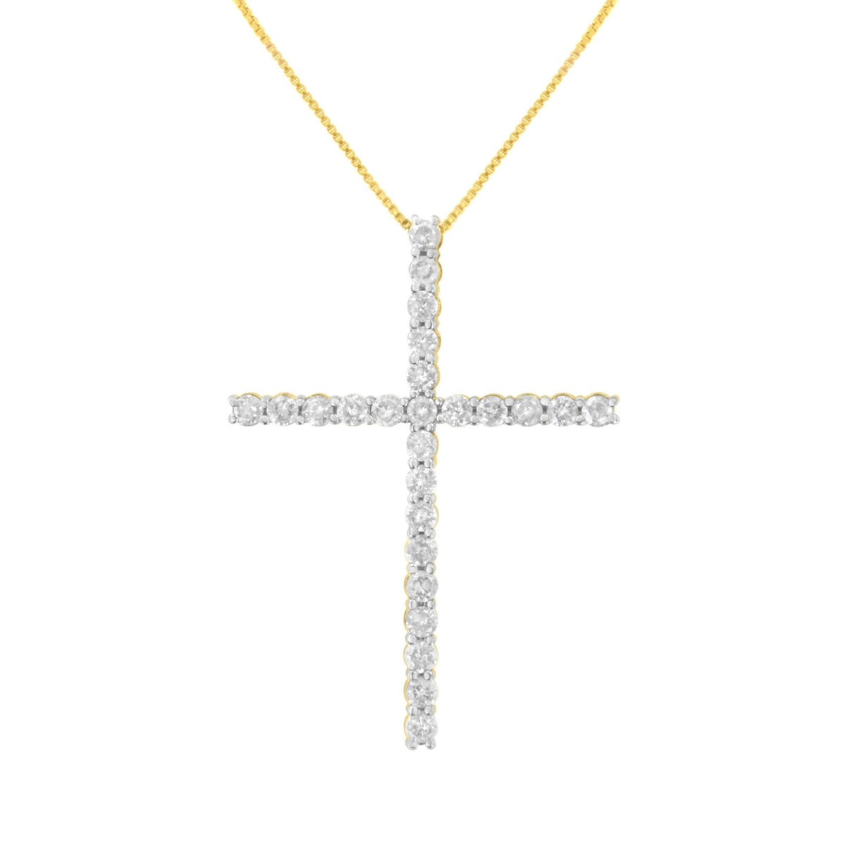 .925 Sterling Silver 2 1/2 cttw Diamond Cross Pendant Necklace (H-I, I2-I3) - LinkagejewelrydesignLinkagejewelrydesign