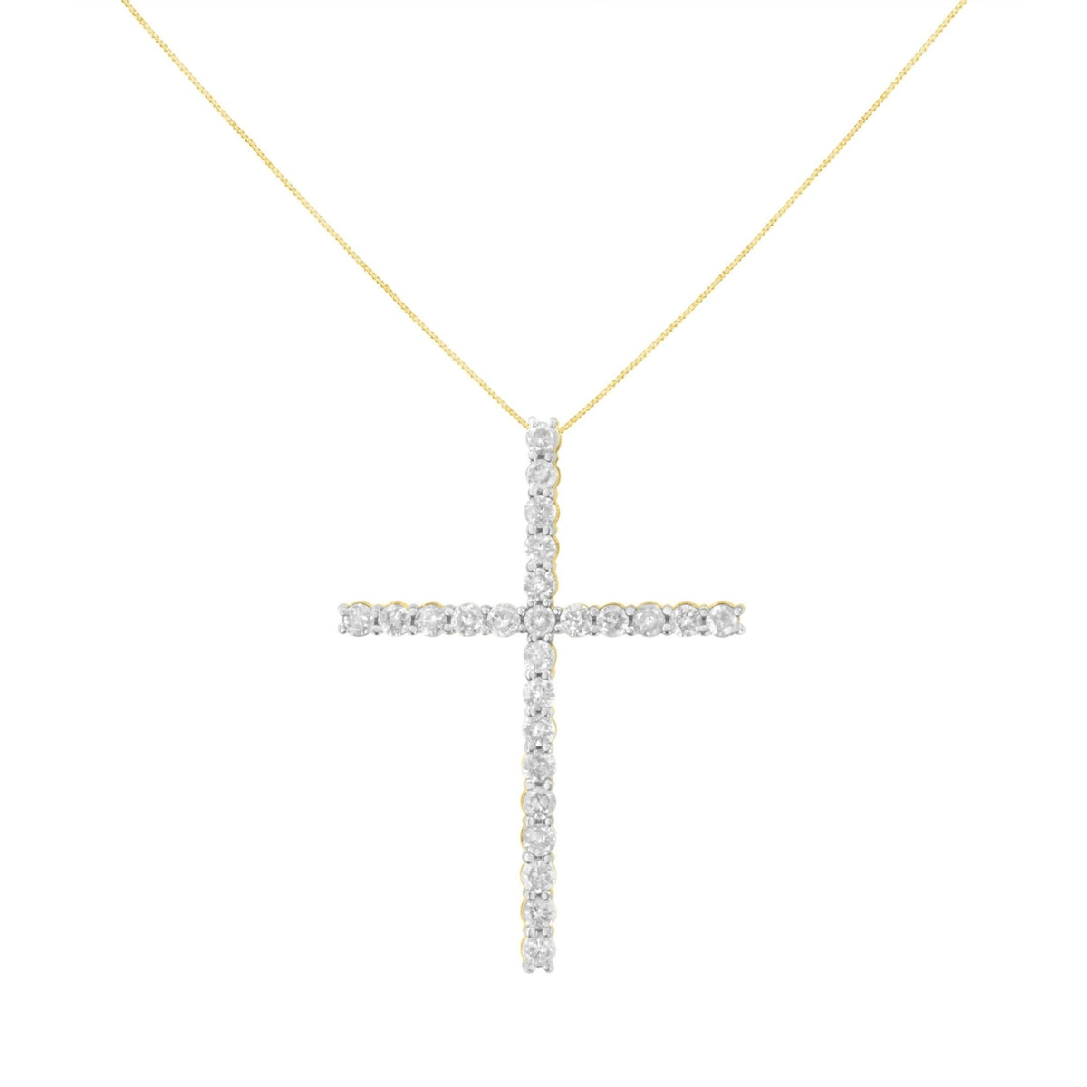 .925 Sterling Silver 2 1/2 cttw Diamond Cross Pendant Necklace (H-I, I2-I3) - LinkagejewelrydesignLinkagejewelrydesign