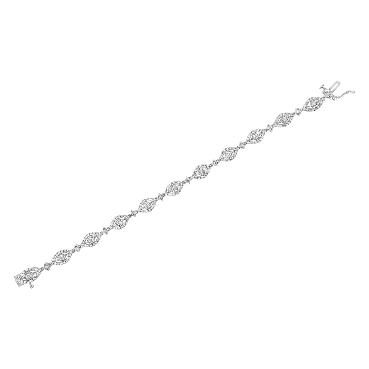 .925 Sterling Silver 2 1/2 Cttw Diamond Pear Shaped and Bezel Link Bracelet (I-J Color, I2-I3 Clarity) - 7.5 &quot; - LinkagejewelrydesignLinkagejewelrydesign