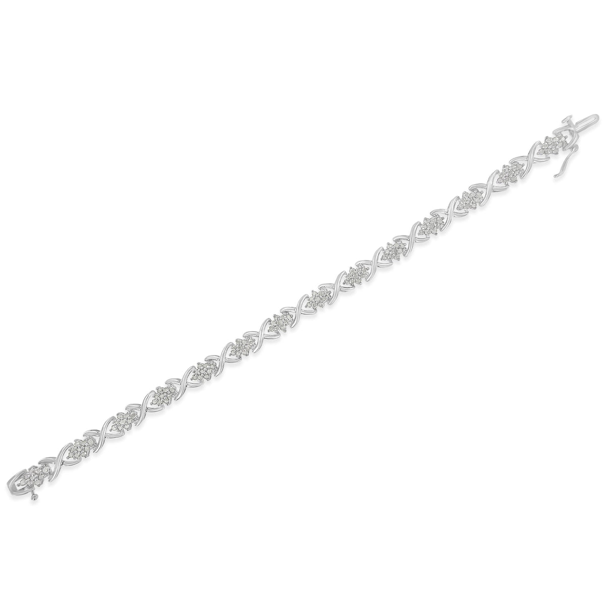 .925 Sterling Silver 2-1/4 Cttw Diamond 7” Cluster X Link Bracelet (I-J Color, I3 Clarity) - LinkagejewelrydesignLinkagejewelrydesign