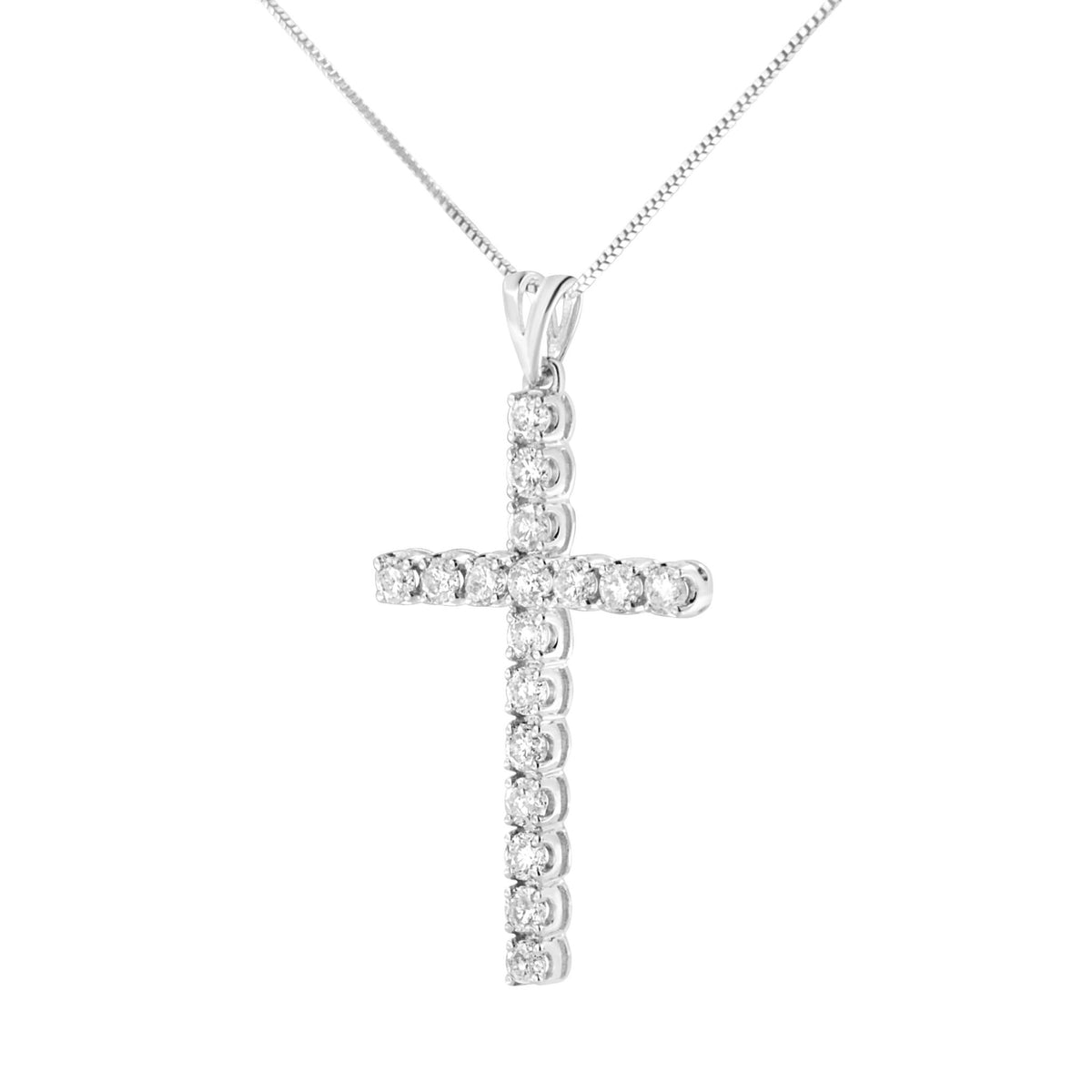 .925 Sterling Silver 2 cttw Classic Prong Set Round-Cut Diamond Cross 18&quot; Pendant Necklace (I-J Color, I2-I3 Clarity) - LinkagejewelrydesignLinkagejewelrydesign