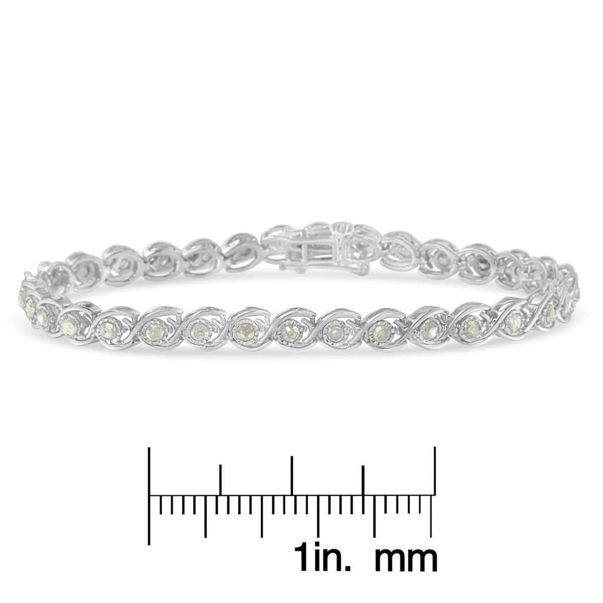 .925 Sterling Silver 2 cttw Miracle Plate Set Diamond Spiral Link Bracelet (I-J Color, I3 Clarity) -7&quot; - LinkagejewelrydesignLinkagejewelrydesign