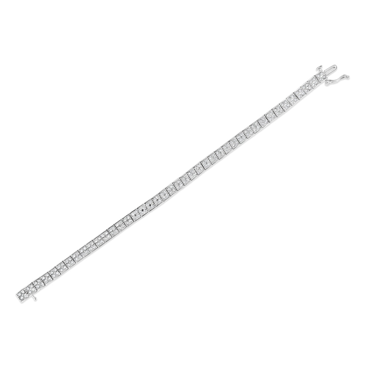 .925 Sterling Silver 2 Cttw Prong Set Round-Cut Diamond 4 Stone Box Link Bracelet (I-J Color, I3 Clarity) - 7.25&quot; - LinkagejewelrydesignLinkagejewelrydesign
