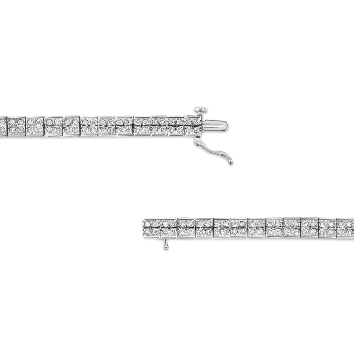 .925 Sterling Silver 2 Cttw Prong Set Round-Cut Diamond 4 Stone Box Link Bracelet (I-J Color, I3 Clarity) - 7.25&quot; - LinkagejewelrydesignLinkagejewelrydesign