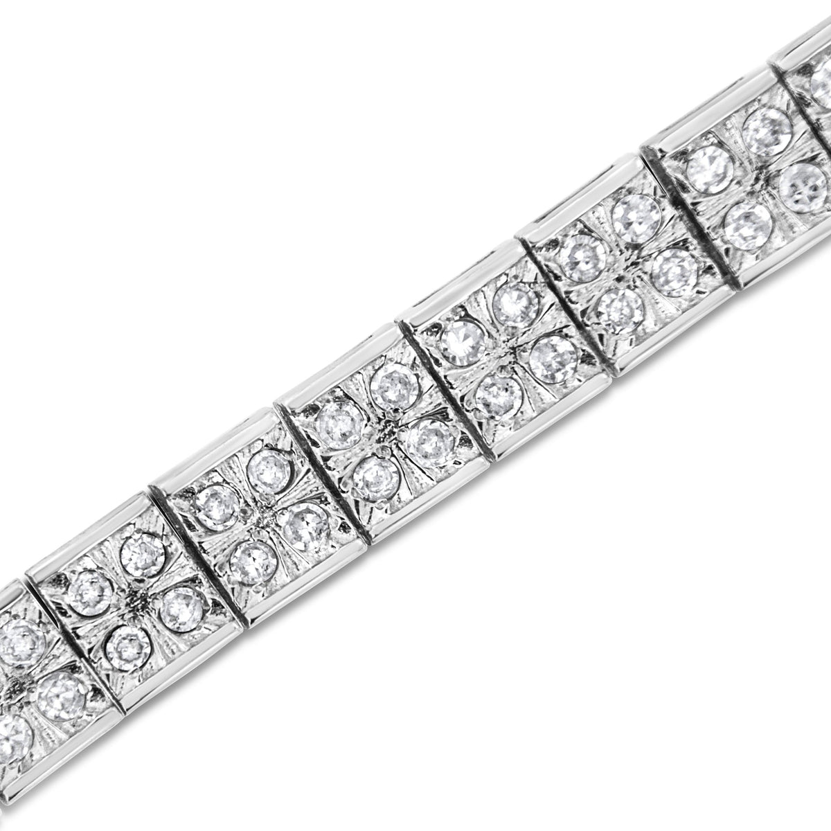 .925 Sterling Silver 2 Cttw Prong Set Round-Cut Diamond 4 Stone Box Link Bracelet (I-J Color, I3 Clarity) - 7.25&quot; - LinkagejewelrydesignLinkagejewelrydesign