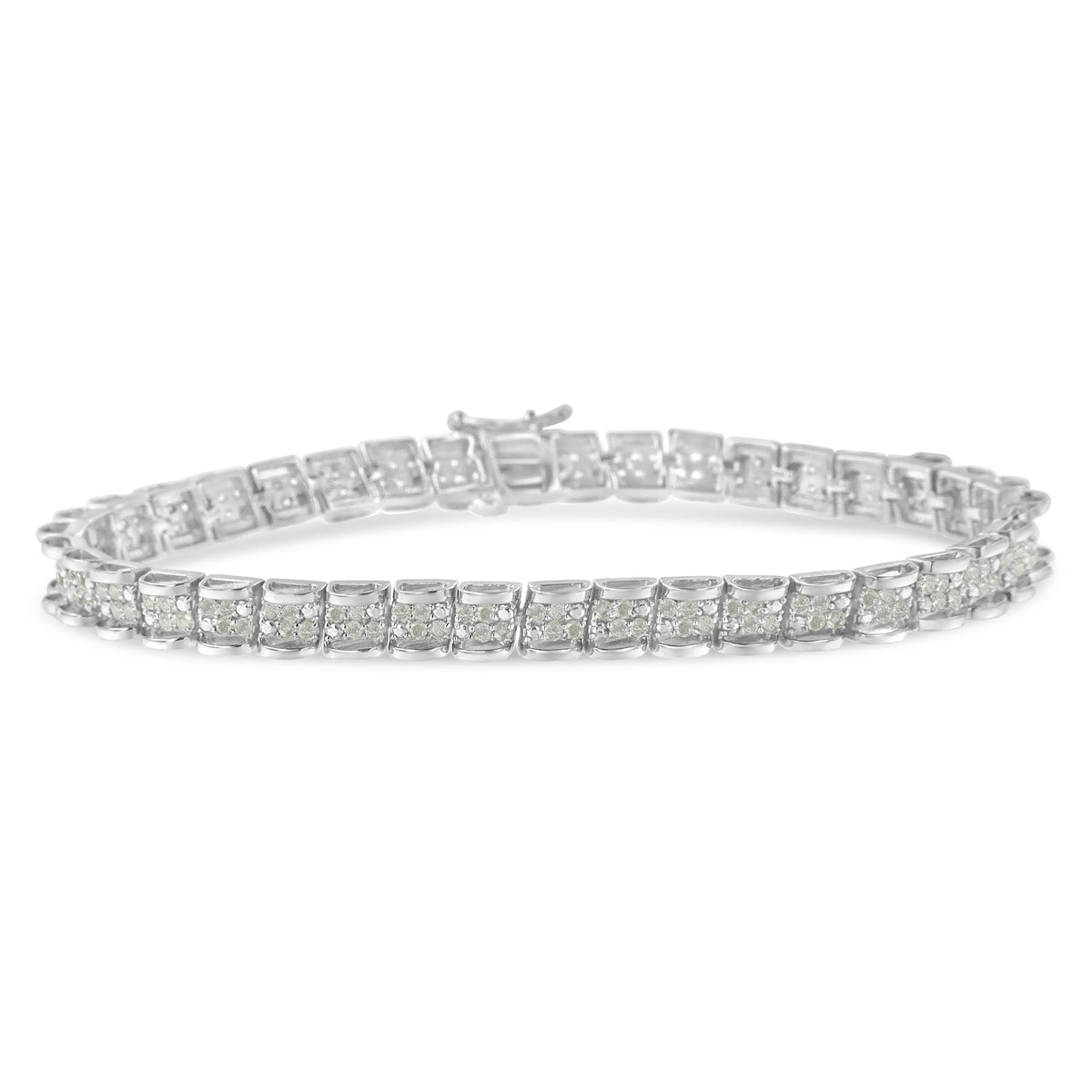 .925 Sterling Silver 2.0 Cttw Diamond 7&quot; Round Miracle Plate Link Bracelet (I-J Color, I2-I3 Clarity) - LinkagejewelrydesignLinkagejewelrydesign