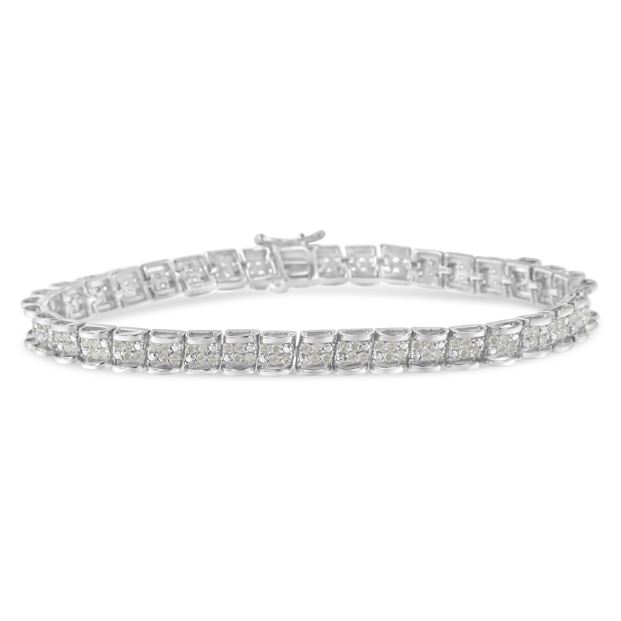 .925 Sterling Silver 2.0 Cttw Diamond 7" Round Miracle Plate Link Bracelet (I-J Color, I2-I3 Clarity) - LinkagejewelrydesignLinkagejewelrydesign