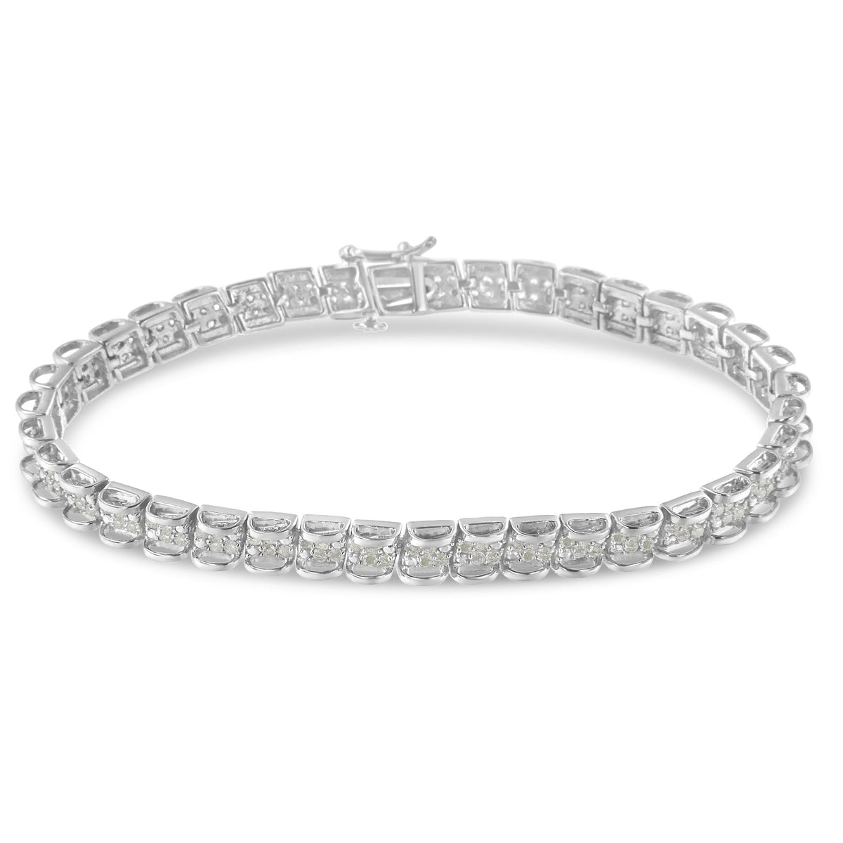 .925 Sterling Silver 2.0 Cttw Diamond 7&quot; Round Miracle Plate Link Bracelet (I-J Color, I2-I3 Clarity) - LinkagejewelrydesignLinkagejewelrydesign