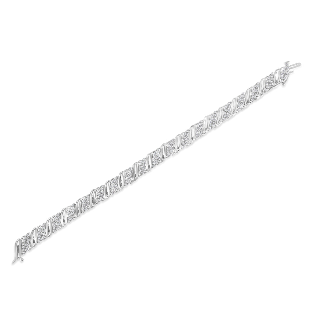 .925 Sterling Silver 2.0 cttw Diamond Double Wrap S Curve Link Bracelet (I-J Color, I3 Clarity) -7.25&quot; - LinkagejewelrydesignLinkagejewelrydesign