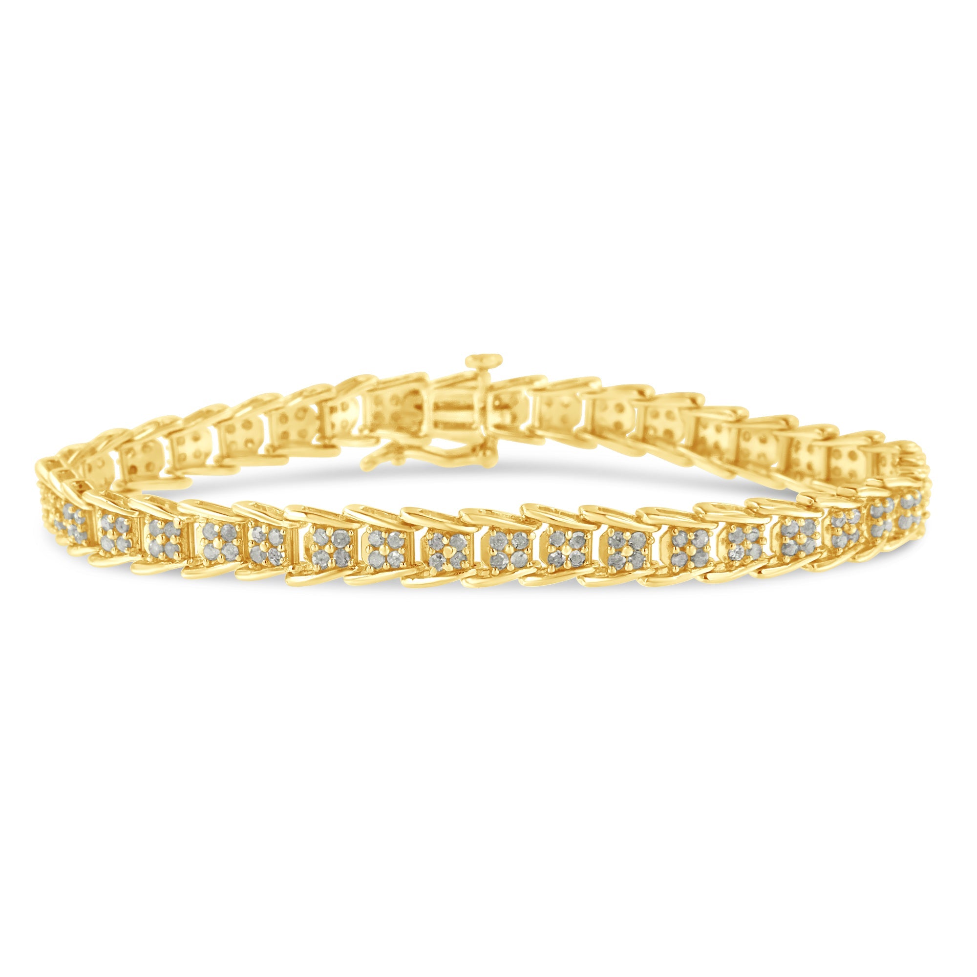 .925 Sterling Silver 2.0 Cttw Diamond Fan-Shaped Fancy Chevron Link Tennis Bracelet (I-J Color, I3 Clarity) - 7" - LinkagejewelrydesignLinkagejewelrydesign