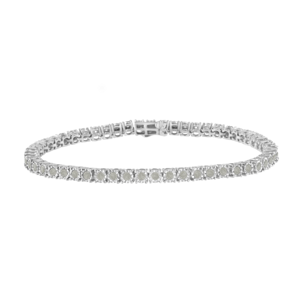 .925 Sterling Silver 2.0 Cttw Diamond Illusion-Set Miracle Plate Tennis Bracelet (I-J Color, I3 Clarity) - 7&quot; - LinkagejewelrydesignLinkagejewelrydesign