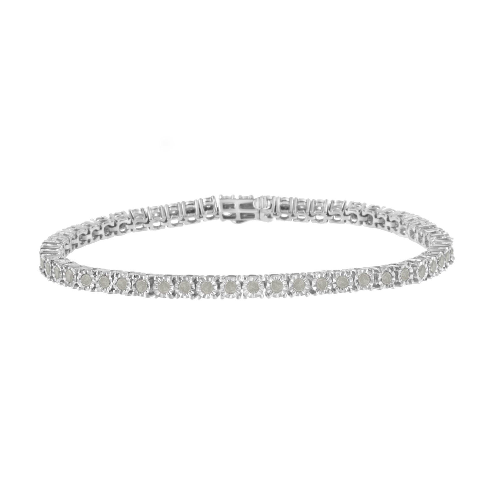 .925 Sterling Silver 2.0 Cttw Diamond Illusion-Set Miracle Plate Tennis Bracelet (I-J Color, I3 Clarity) - 7" - LinkagejewelrydesignLinkagejewelrydesign