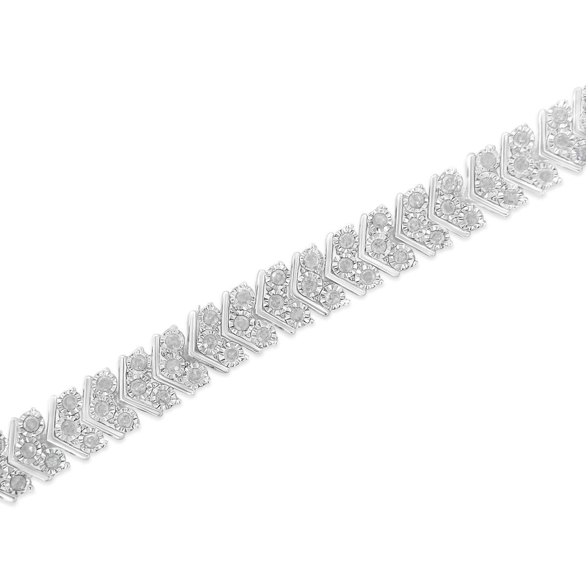 .925 Sterling Silver 2.0 Cttw Diamond Miracle-Set Nested Chevron Link 7&quot; Tennis Bracelet (I-J Color, I3 Clarity) - LinkagejewelrydesignLinkagejewelrydesign