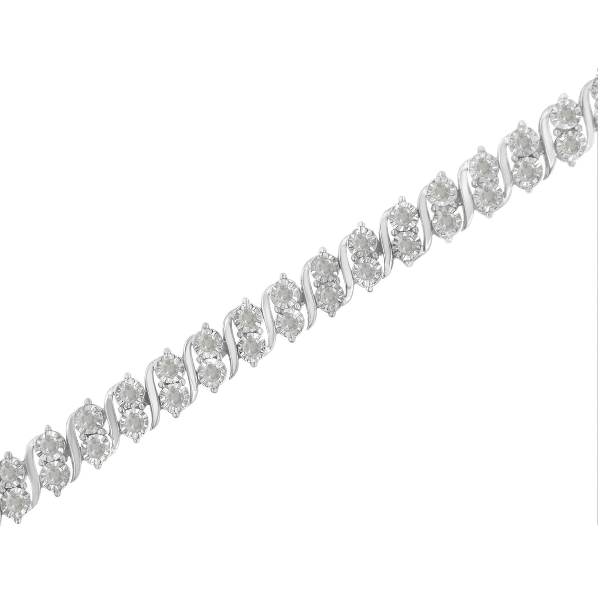 .925 Sterling Silver 2.0 Cttw Diamond S- Link Tennis Bracelet (I-J Color, I3 Clarity) - 7”   - LinkagejewelrydesignLinkagejewelrydesign
