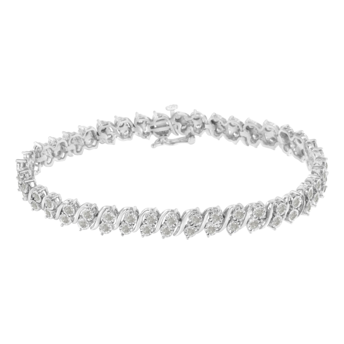 .925 Sterling Silver 2.0 Cttw Diamond S- Link Tennis Bracelet (I-J Color, I3 Clarity) - 7”   - LinkagejewelrydesignLinkagejewelrydesign