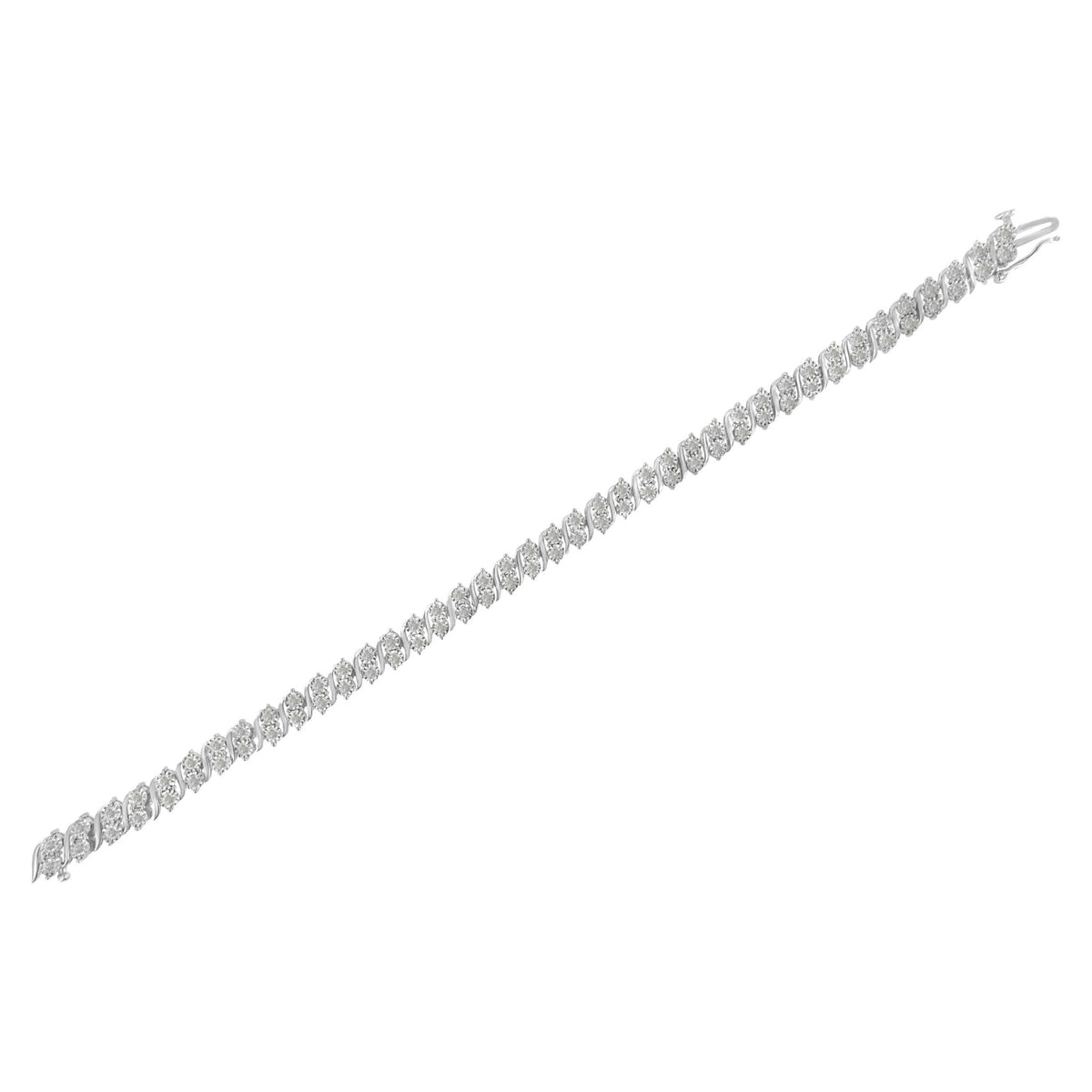 .925 Sterling Silver 2.0 Cttw Diamond S- Link Tennis Bracelet (I-J Color, I3 Clarity) - 7”   - LinkagejewelrydesignLinkagejewelrydesign