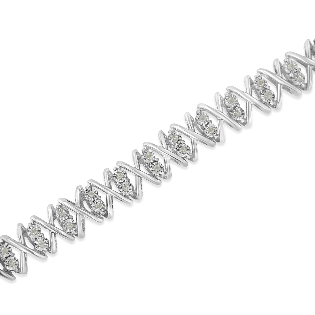 .925 Sterling Silver 2.0 Cttw Rose Cut Diamond X Link Tennis Bracelet (I-J Color, I2-I3 Clarity) - 7”  - LinkagejewelrydesignLinkagejewelrydesign