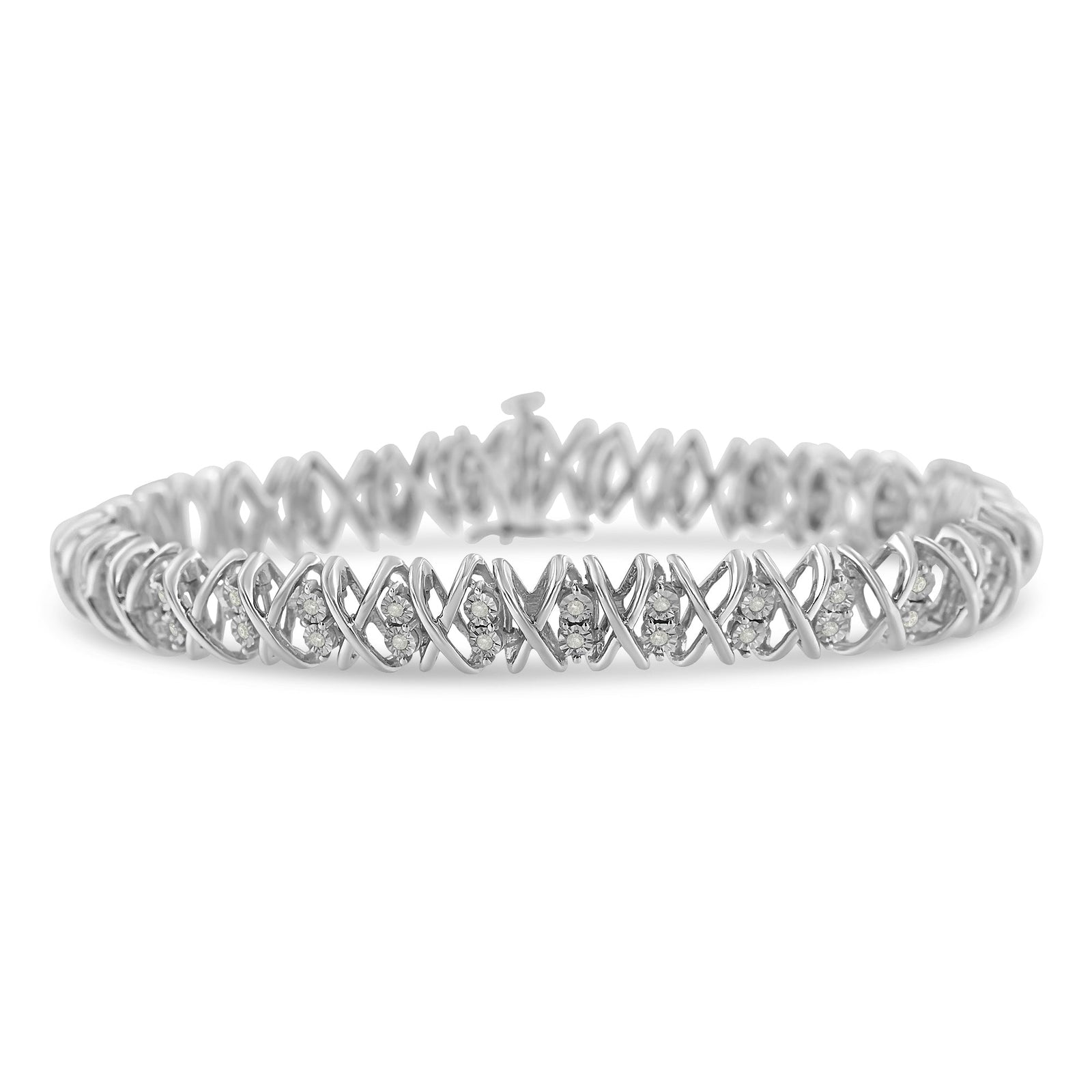 .925 Sterling Silver 2.0 Cttw Rose Cut Diamond X Link Tennis Bracelet (I-J Color, I2-I3 Clarity) - 7”  - LinkagejewelrydesignLinkagejewelrydesign