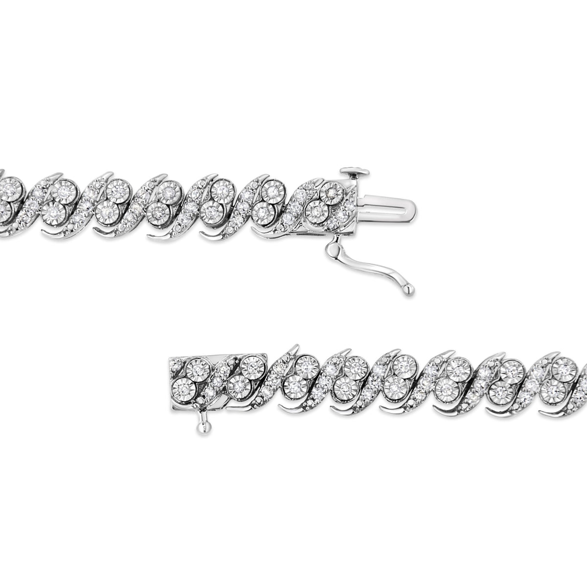 .925 Sterling Silver 2.0 Cttw Round-Cut Diamond &quot;S&quot; Link Bracelet (I-J Color, I3 Clarity) - 7.25&quot; - LinkagejewelrydesignLinkagejewelrydesign