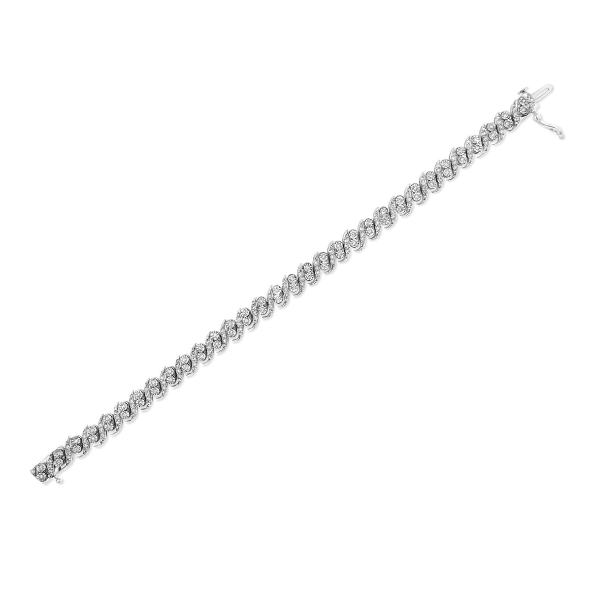 .925 Sterling Silver 2.0 Cttw Round-Cut Diamond &quot;S&quot; Link Bracelet (I-J Color, I3 Clarity) - 7.25&quot; - LinkagejewelrydesignLinkagejewelrydesign