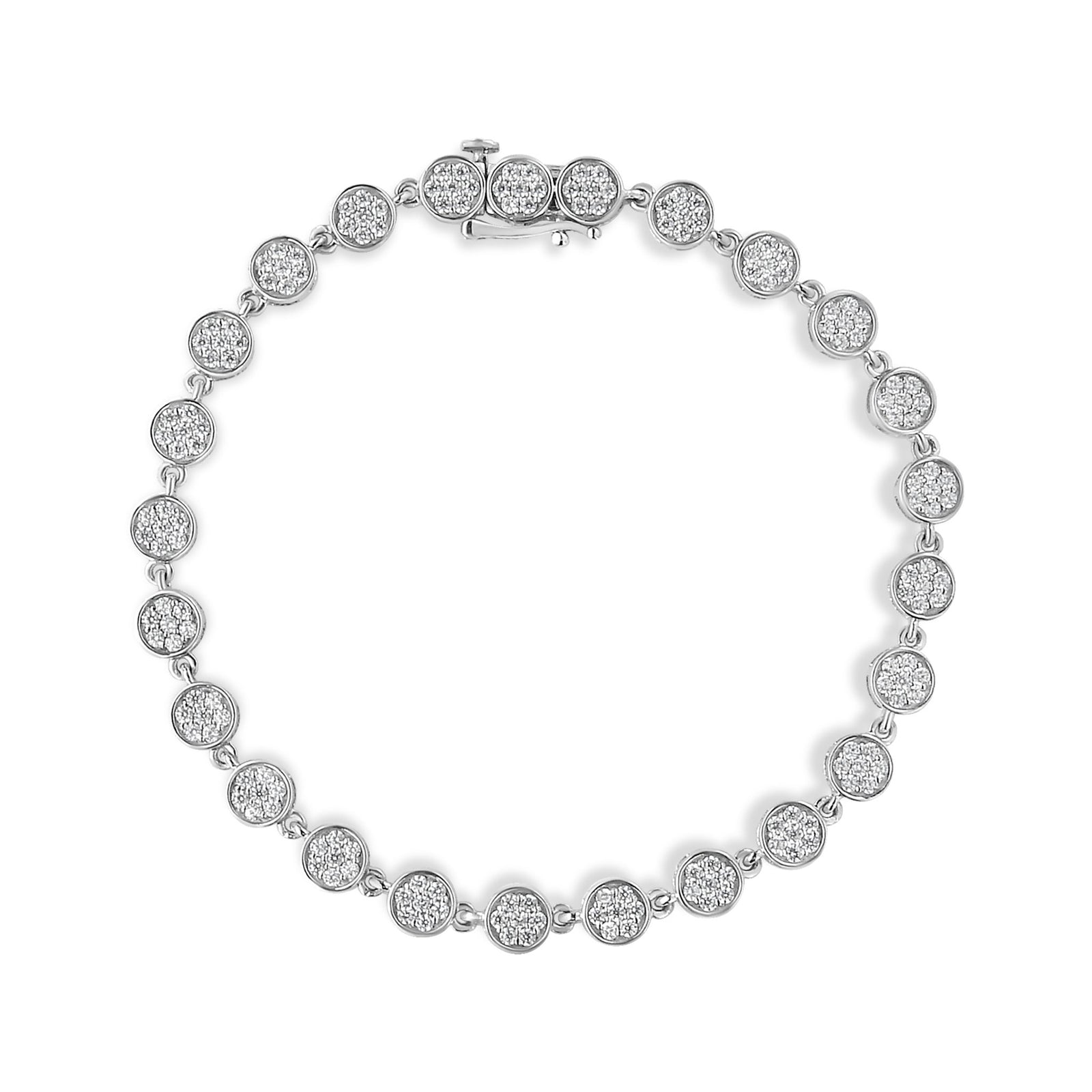 .925 Sterling Silver 2.0 Cttw Round Diamond Link Bracelet (G-H Color, I1-I2 Clarity) - 7.25" - LinkagejewelrydesignLinkagejewelrydesign